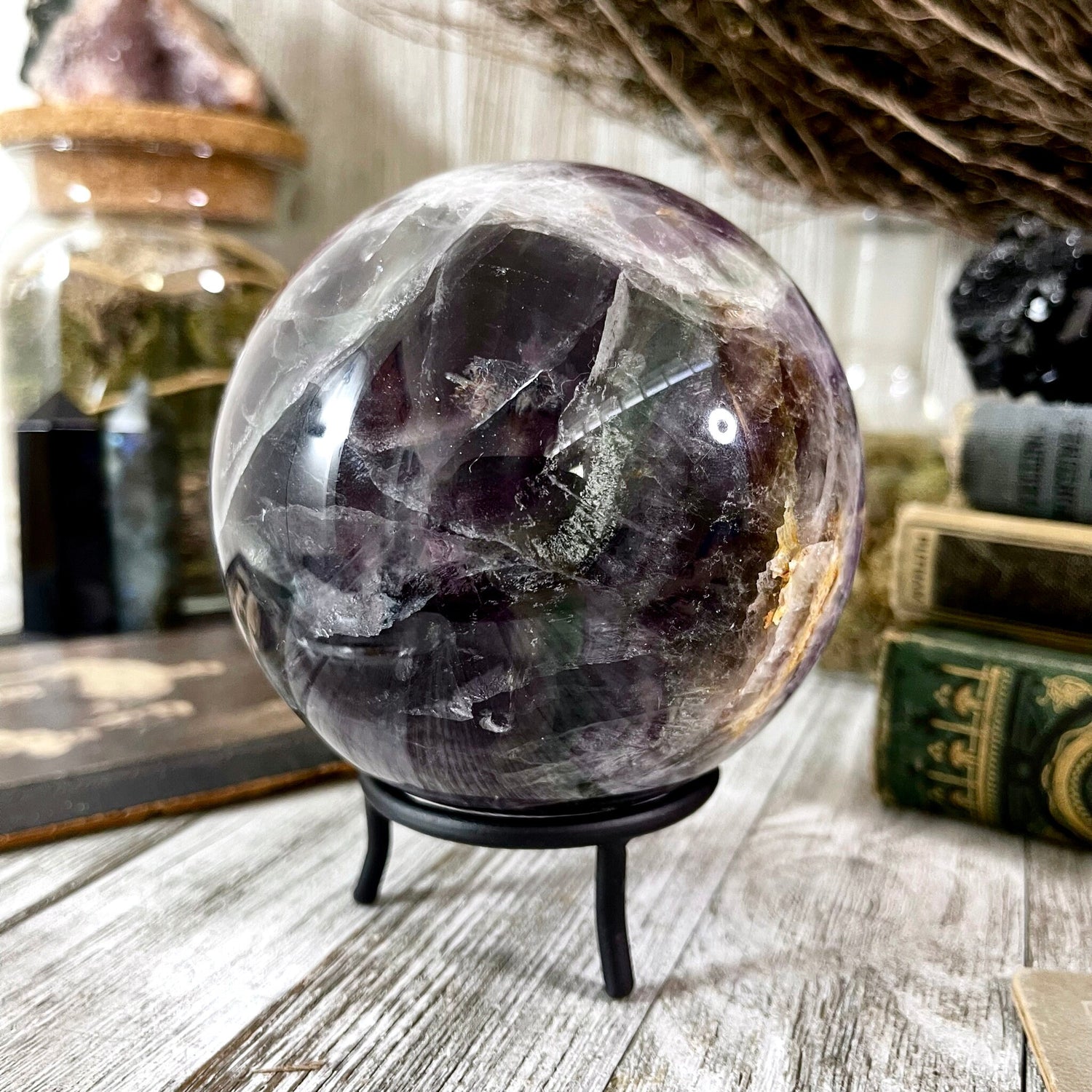 Purple and Green Fluorite Crystal Ball / FoxlarkCrystals
