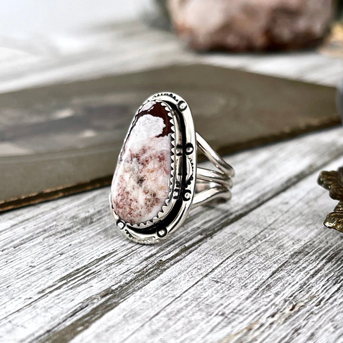 Size 8 Stunning Wild Horse Jasper Statement Ring Set in Sterling Silver Size 8 / Curated by FOXLARK Collection