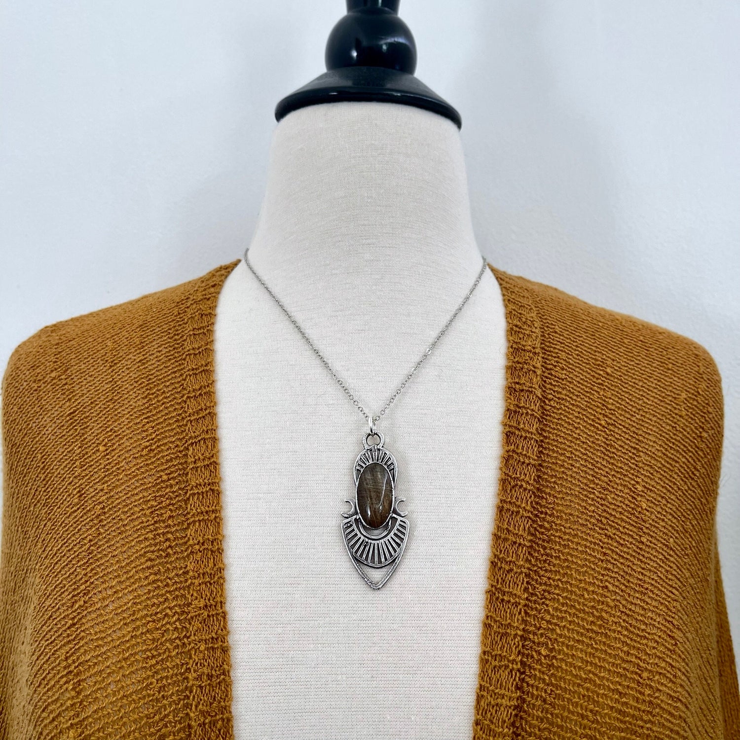 Moss & Moon Collection - Rutile Quartz Statement Necklace set in Fine Silver / One of a Kind - by Foxlark