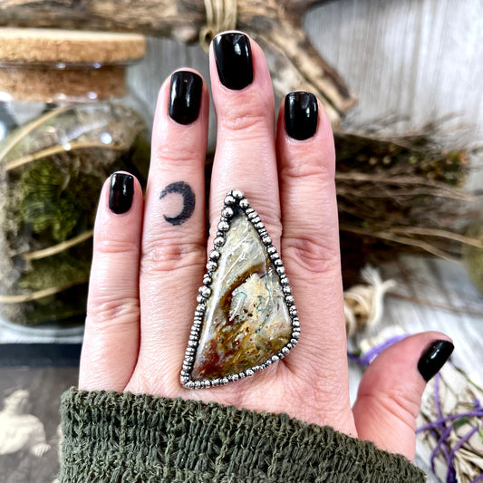 Big Bold Jewelry, Big Crystal Ring, Big Silver Ring, Big Stone Ring, Etsy ID: 1400297634, Fossilized Palm Root, FOXLARK- RINGS, Jewelry, Large Boho Ring, Large Crystal Ring, Large Stone Ring, Natural stone ring, Rings, silver crystal ring, Silver Stone Je