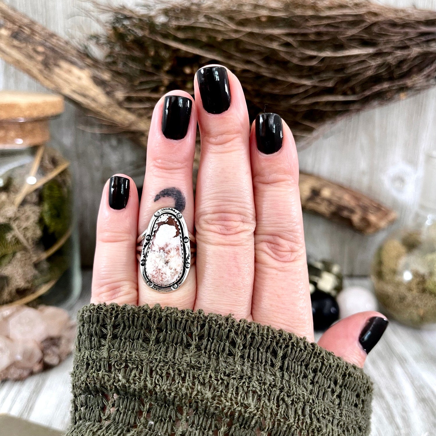 Size 8 Stunning Wild Horse Jasper Statement Ring Set in Sterling Silver Size 8 / Curated by FOXLARK Collection