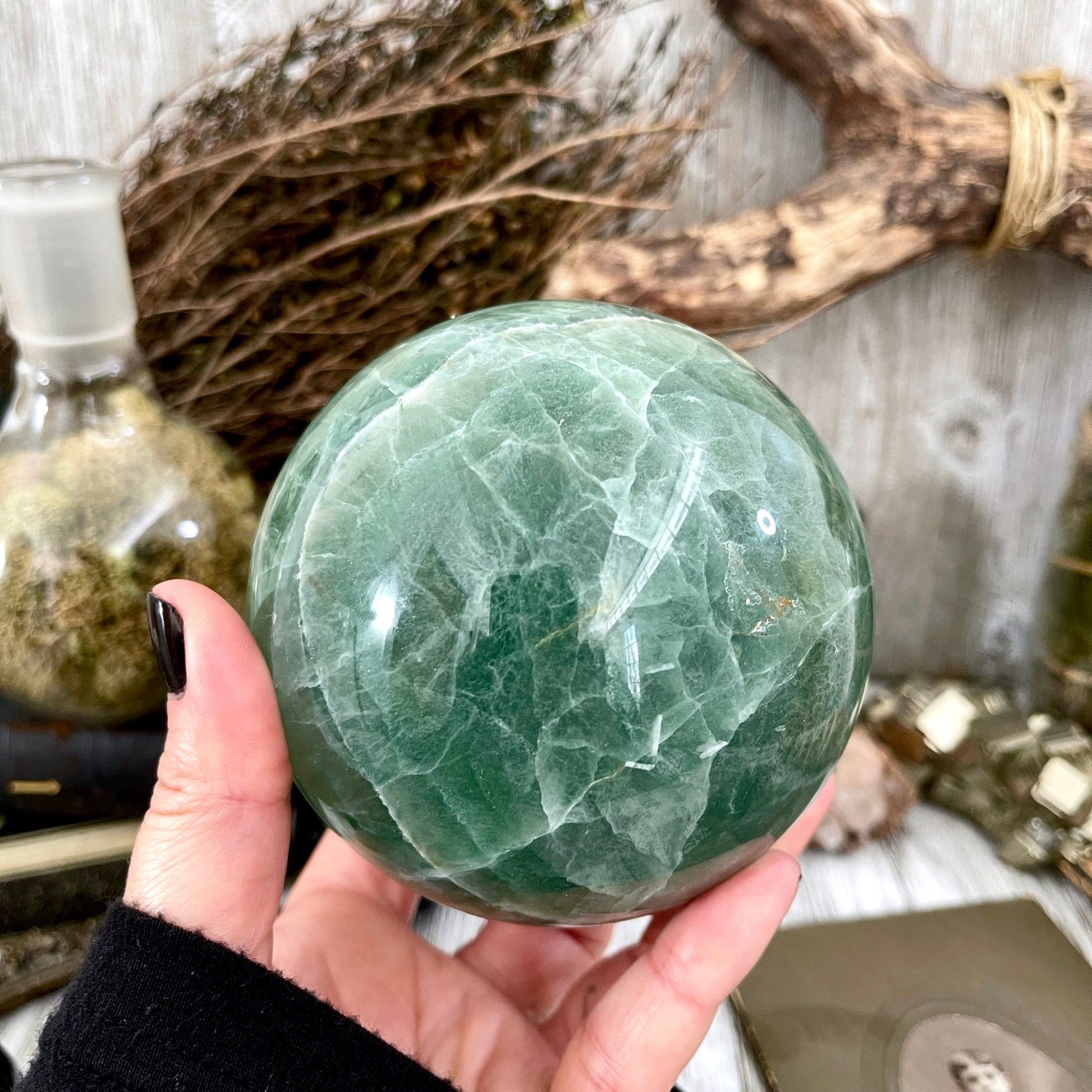 Large Green Fluorite Crystal Ball / FoxlarkCrystals - Foxlark Crystal Jewelry