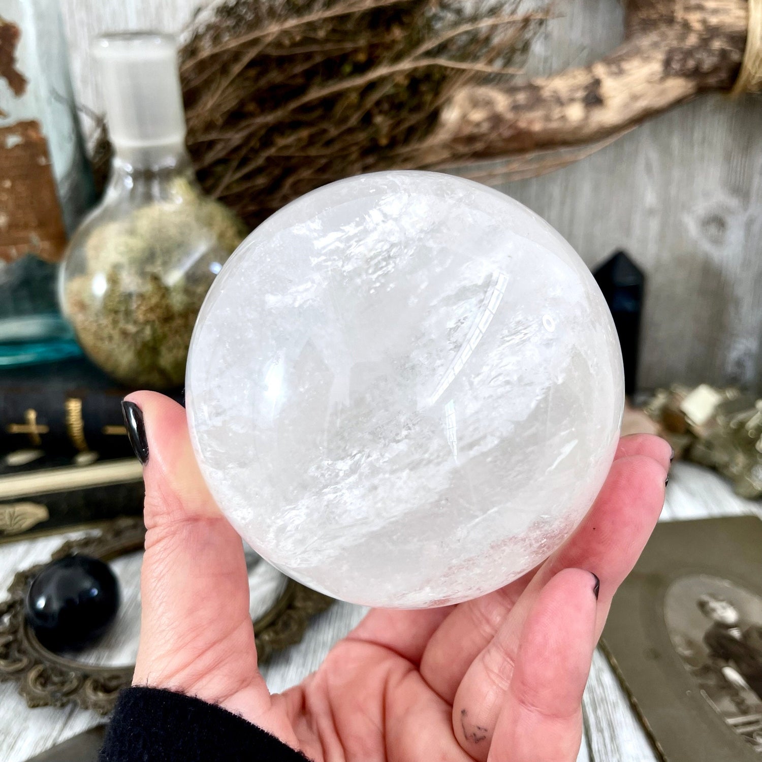 Large Clear Quartz Crystal Ball with Rainbows / FoxlarkCrystals