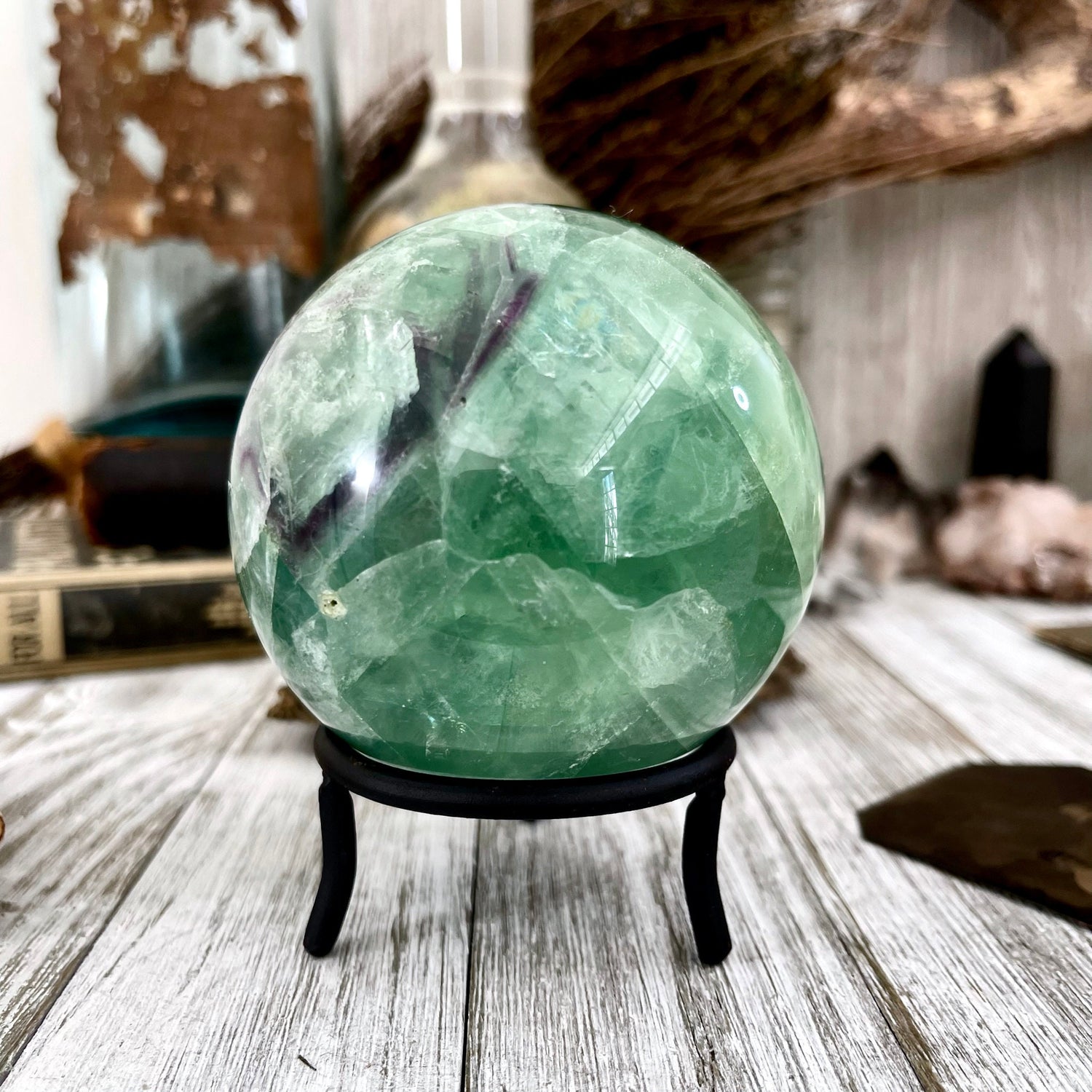 Large Green Fluorite Crystal Ball / FoxlarkCrystals