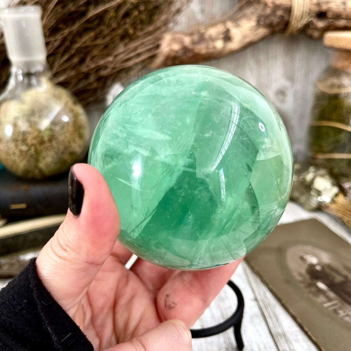Large Green Fluorite Crystal Ball / FoxlarkCrystals.