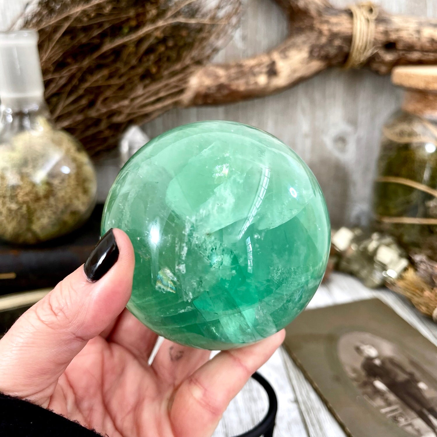 Large Green Fluorite Crystal Ball / FoxlarkCrystals