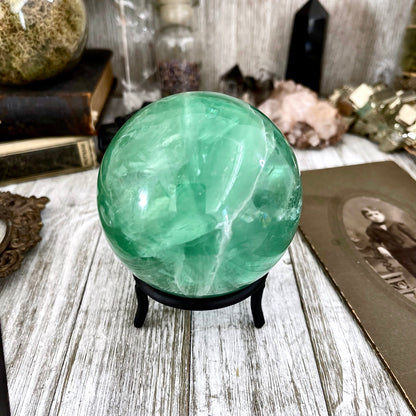 Large Green Fluorite Crystal Ball / FoxlarkCrystals.