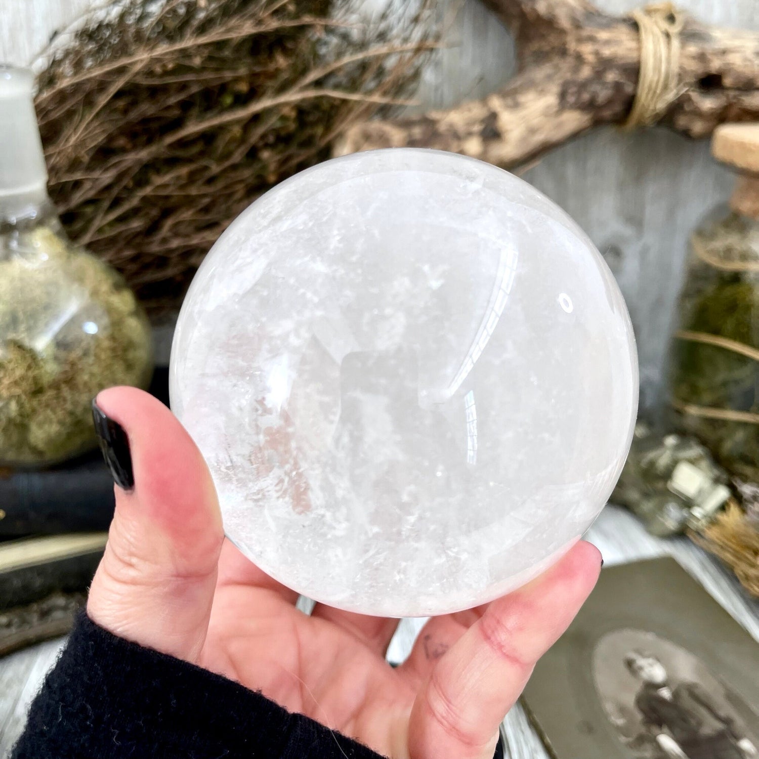 Large Clear Quartz Crystal Ball with Rainbows / FoxlarkCrystals