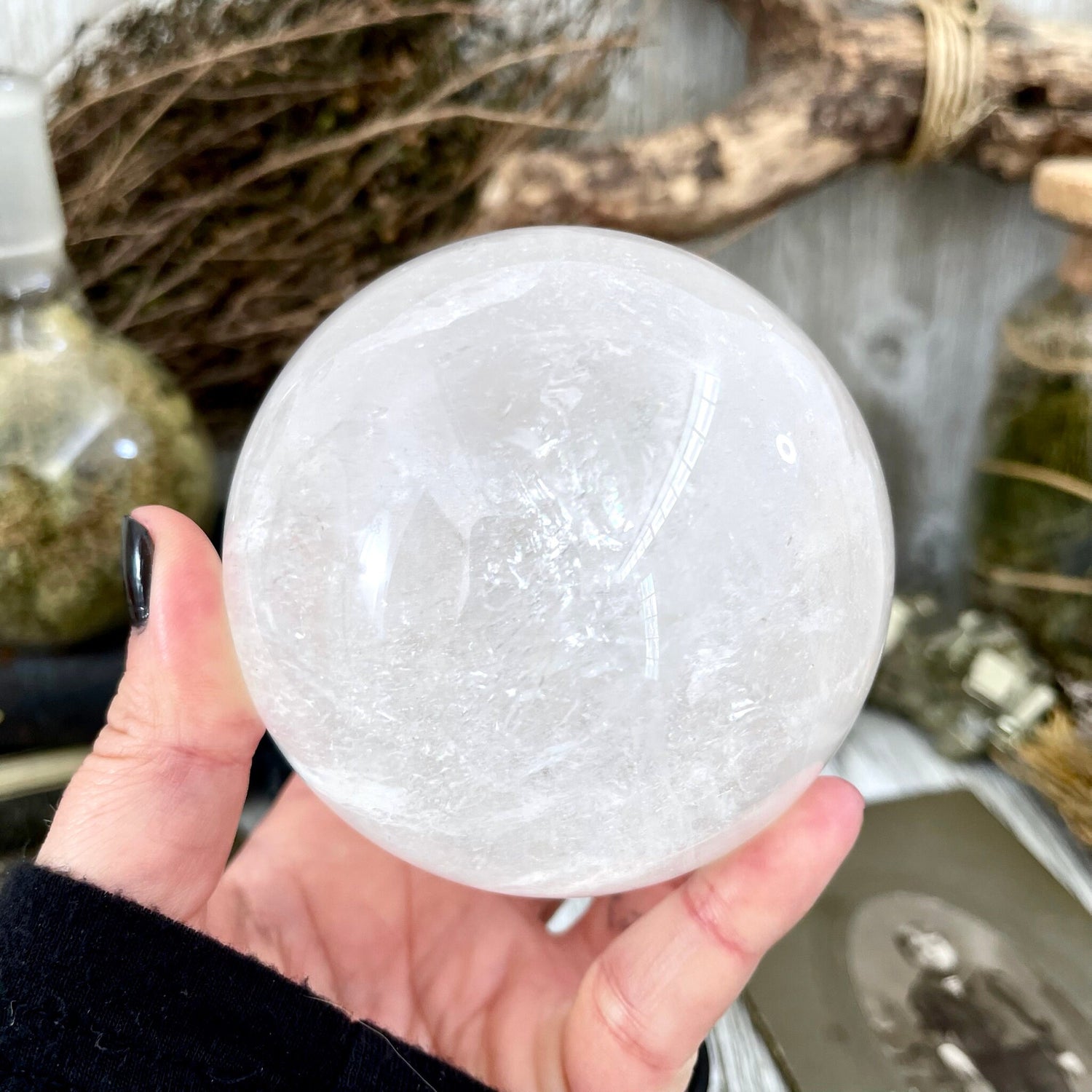 Large Clear Quartz Crystal Ball with Rainbows / FoxlarkCrystals