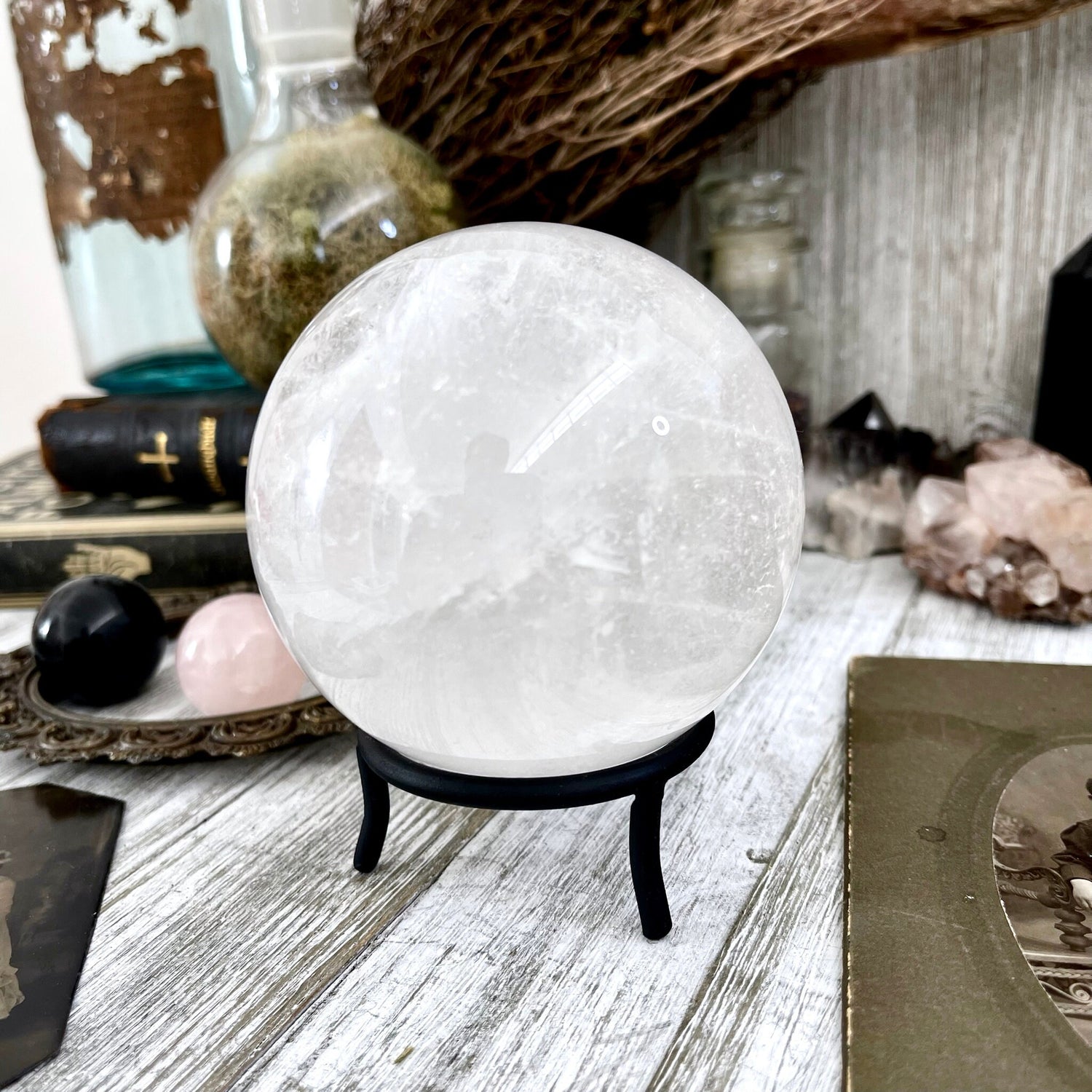 Large Clear Quartz Crystal Ball with Rainbows / FoxlarkCrystals