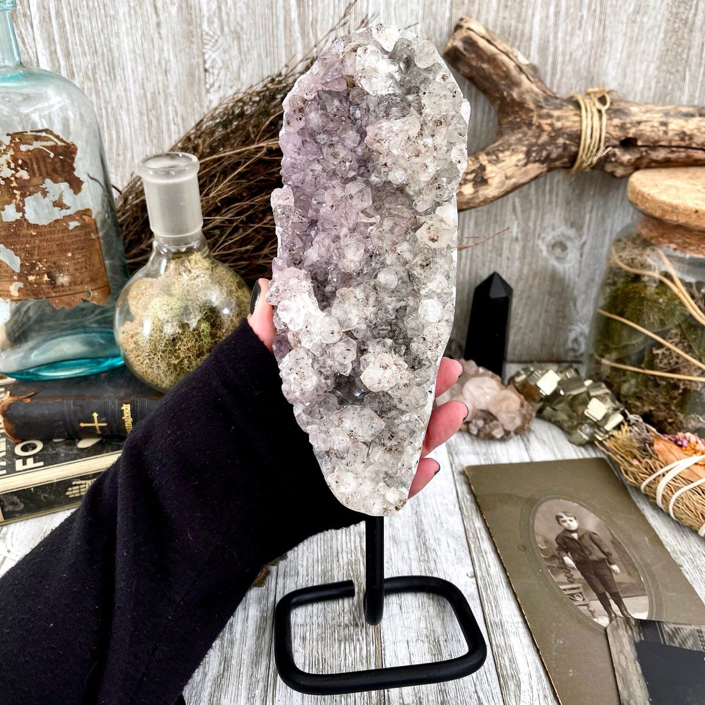 Large Purple Amethyst Crystal Druzy Geode With Stand / FoxlarkCrystals