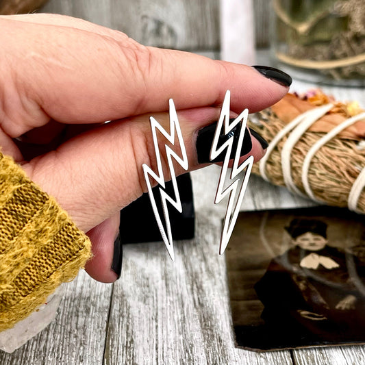 Lightening Bolt Stud Earring Set / Sterling Silver Stud Earrings