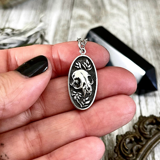 Tiny Talisman Collection - Sterling Silver Cat Skull 23x12mm  /.