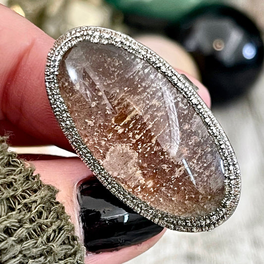 Size 6 Big Garden Quartz Crystal Statement Ring in Fine Silver / Foxlark Collection - One of a Kind // Bohemian Stone Jewelry