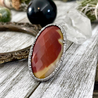 Big Bold Jewelry, Big Silver Ring, Bohemian Jewelry, Etsy ID: 1531387219, Foxlark Alchemy, FOXLARK- RINGS, Jewelry, large Stone Ring, Mookaite Ring, Red Stone Ring, Ring for Woman, Ring in Silver, Rings, Silver crystal ring, Silver stone ring, Statement J