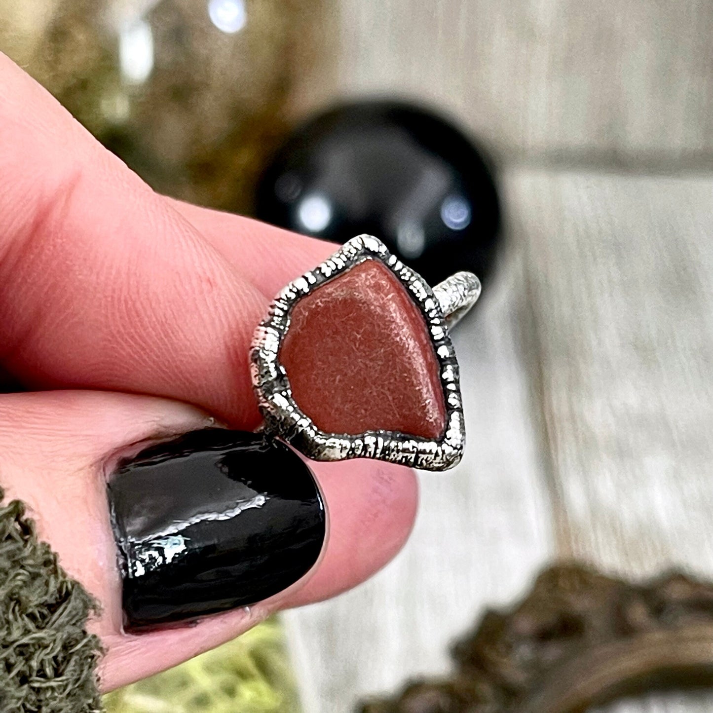 Natural Red Jasper Small Stone Ring in Fine Silver Size 5 6 7 8 9 10 / Foxlark Collection - Foxlark Crystal Jewelry