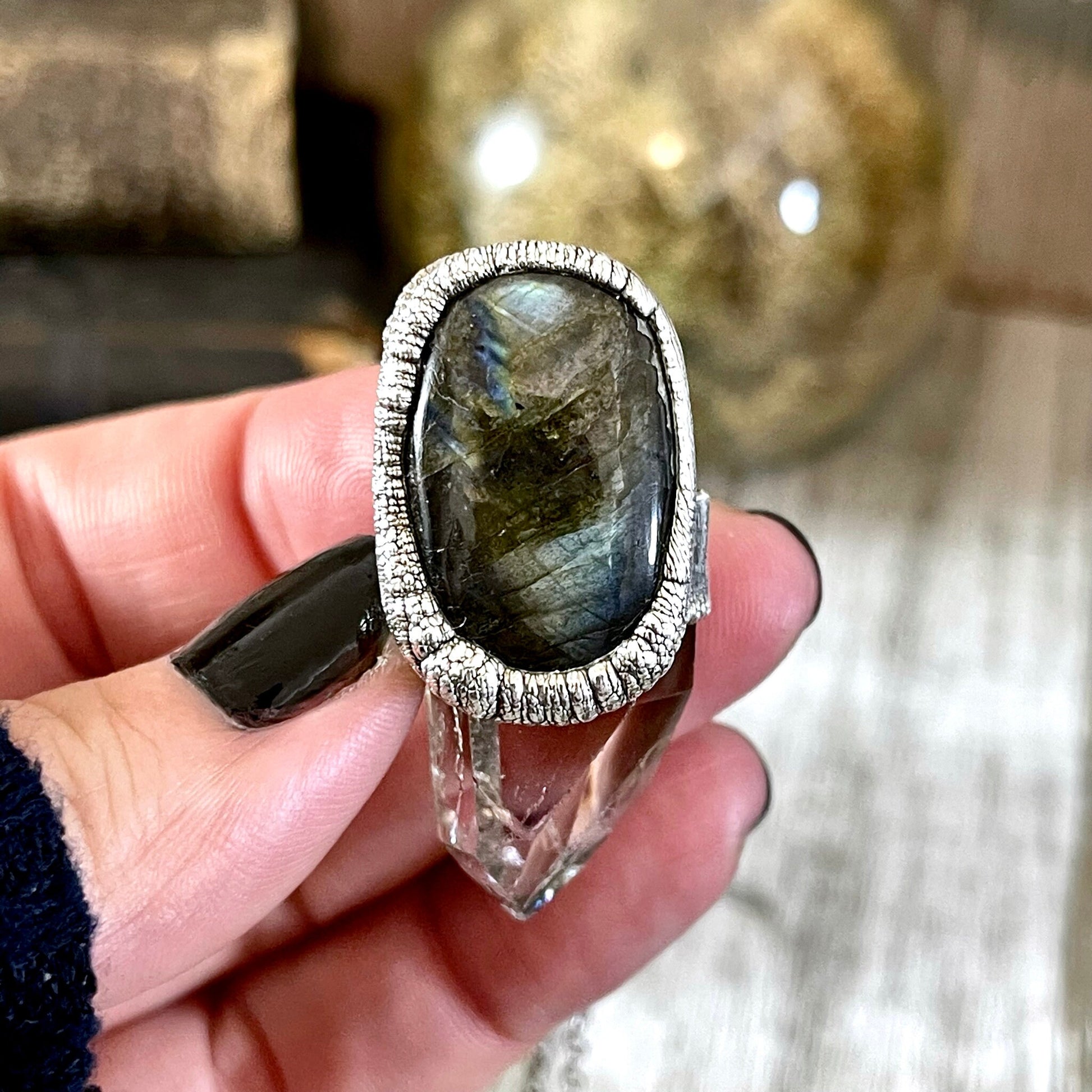 Big Crystal Necklace, Bohemian Jewelry, Crystal Jewelry, Crystal Necklaces, Electroformed, Etsy ID: 1586042065, FOXLARK- NECKLACES, Jewelry, Labradorite, Large Crystal, Large Raw Crystal, Necklaces, Raw crystal jewelry, raw crystal necklace, Raw Stone Nec