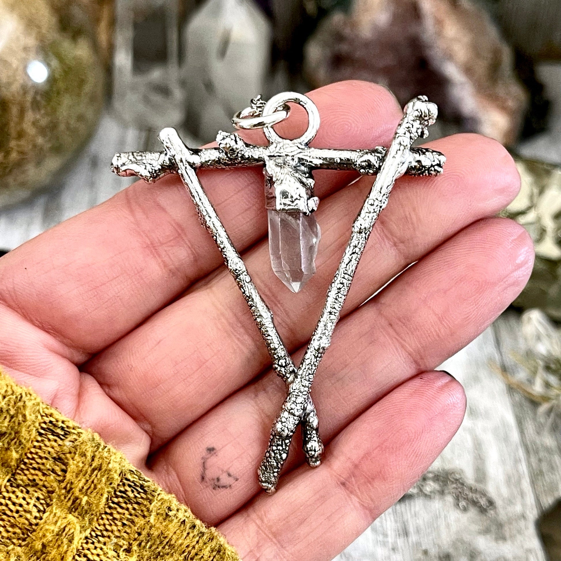 big crystal Necklace, Big Gothic Necklace, Bohemian Jewelry, clear quartz, Crystal Necklaces, Crystal Pendant, Etsy ID: 1587028390, FOXLARK- NECKLACES, Jewelry, nature inspired, Necklaces, Silver Jewelry, Silver Necklace, Silver Stone Jewelry, Statement N