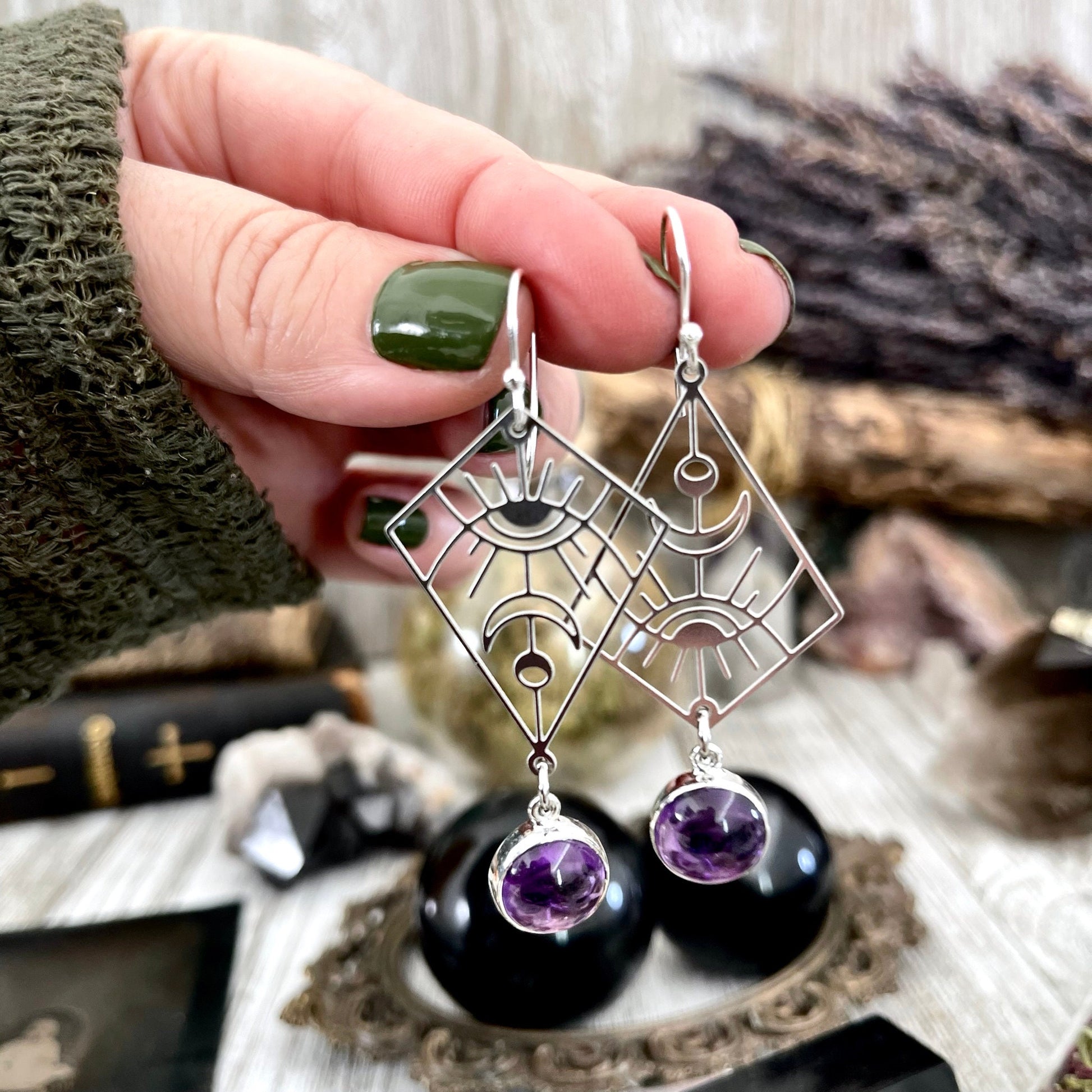 Big Earrings, blackened silver, bohemian earrings, Boho Earrings, Dangle & Drop Earrings, Dangly Earrings, Earrings, Etsy ID: 1599151744, Geometric Earrings, Hoop Earrings, Jewelry, Long Earrings, Silver Earrings, silver hoops, Sterling silver, Witchy Ear