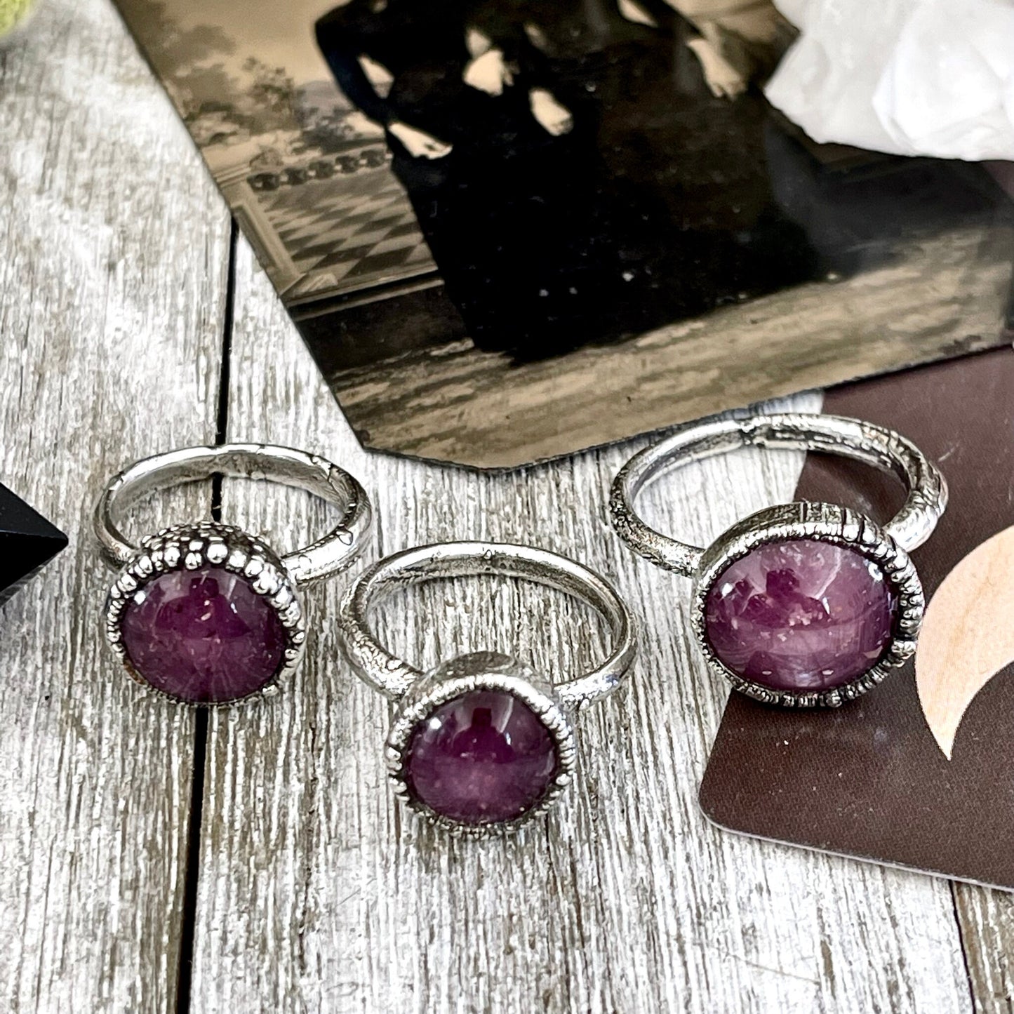 Star Ruby Stone Statement Ring Set in Fine Silver/ Crystal Ring Gift for Woman Star Ruby Jewelry Big Stone Ring - Foxlark Crystal Jewelry