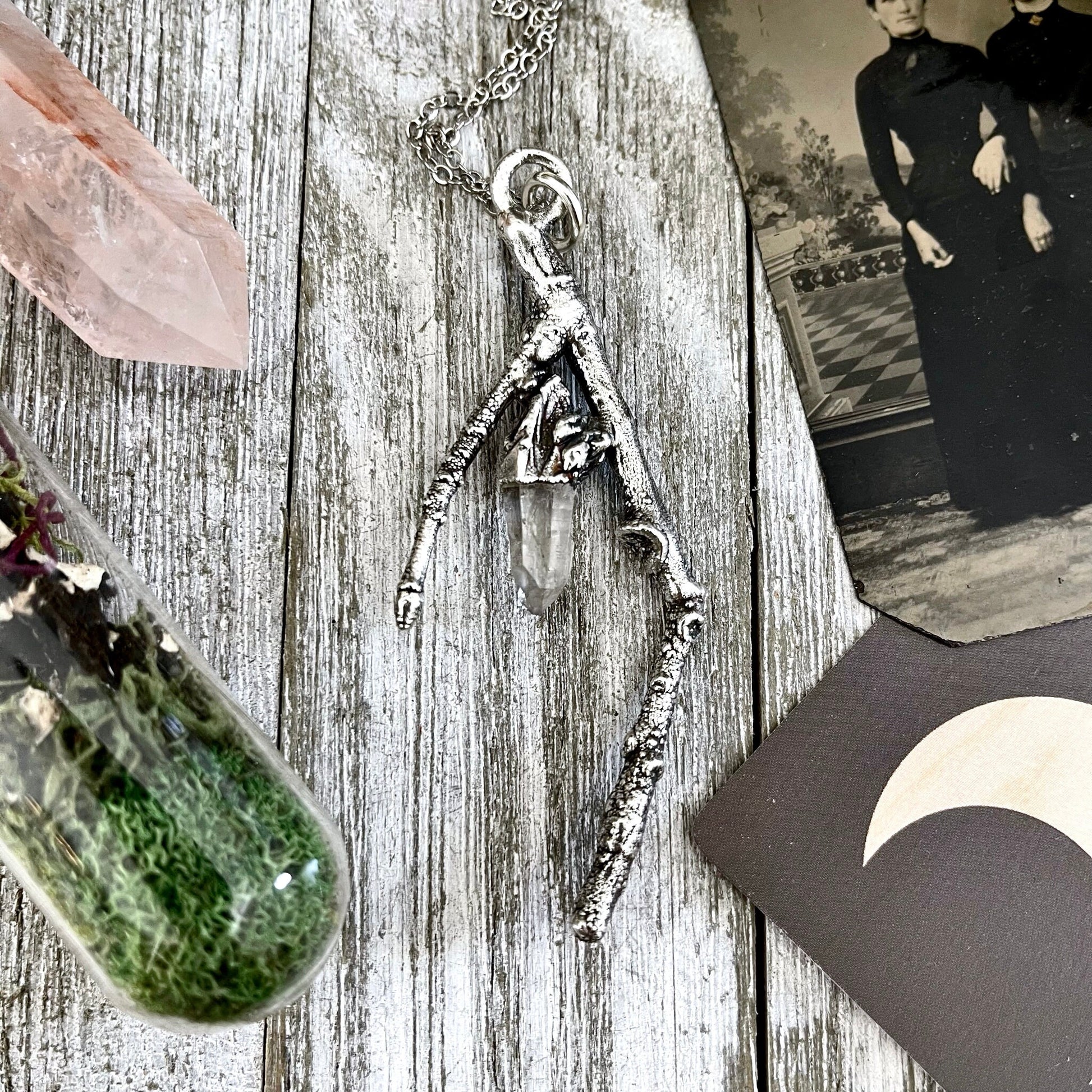 big crystal Necklace, Big Gothic Necklace, Bohemian Jewelry, clear quartz, Crystal Necklaces, Crystal Pendant, Etsy ID: 1601122993, FOXLARK- NECKLACES, Jewelry, nature inspired, Necklaces, Silver Jewelry, Silver Necklace, Silver Stone Jewelry, Statement N