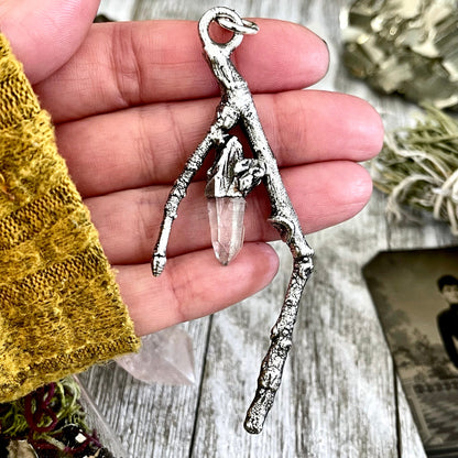 big crystal Necklace, Big Gothic Necklace, Bohemian Jewelry, clear quartz, Crystal Necklaces, Crystal Pendant, Etsy ID: 1601122993, FOXLARK- NECKLACES, Jewelry, nature inspired, Necklaces, Silver Jewelry, Silver Necklace, Silver Stone Jewelry, Statement N