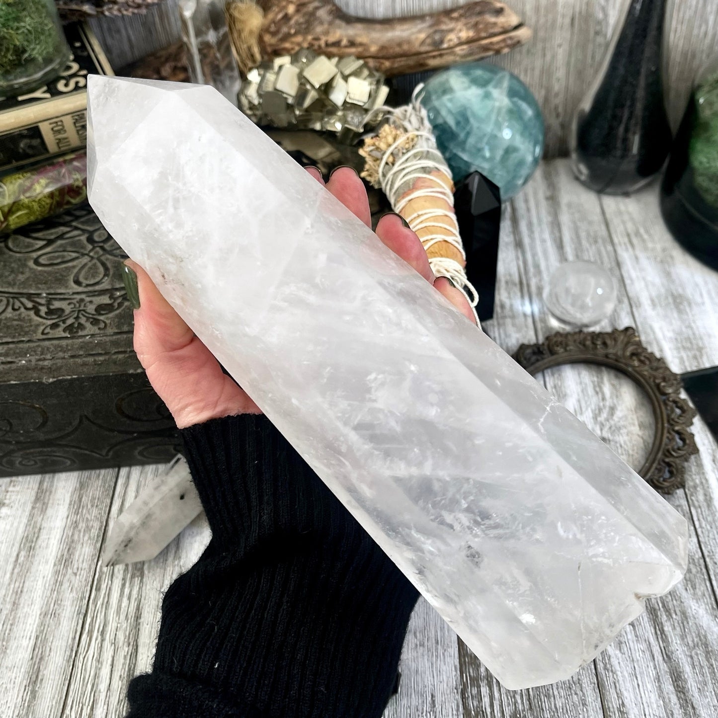 Large Self Standing Clear Quartz Crystal Point / FoxlarkCrystals / Gemstone Tower Crystal Wand Chakra Healing Crystal Home Decor