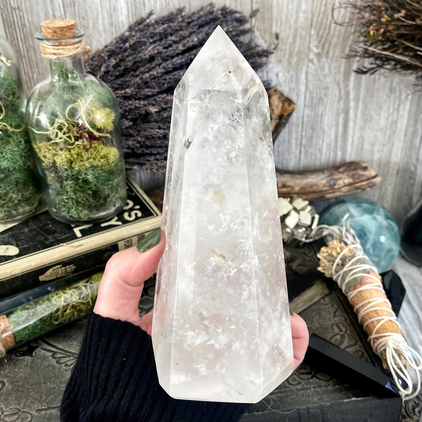 Large Self Standing Clear Quartz Crystal Point / FoxlarkCrystals / Gemstone Tower Crystal Wand Chakra Healing Crystal Home Decor