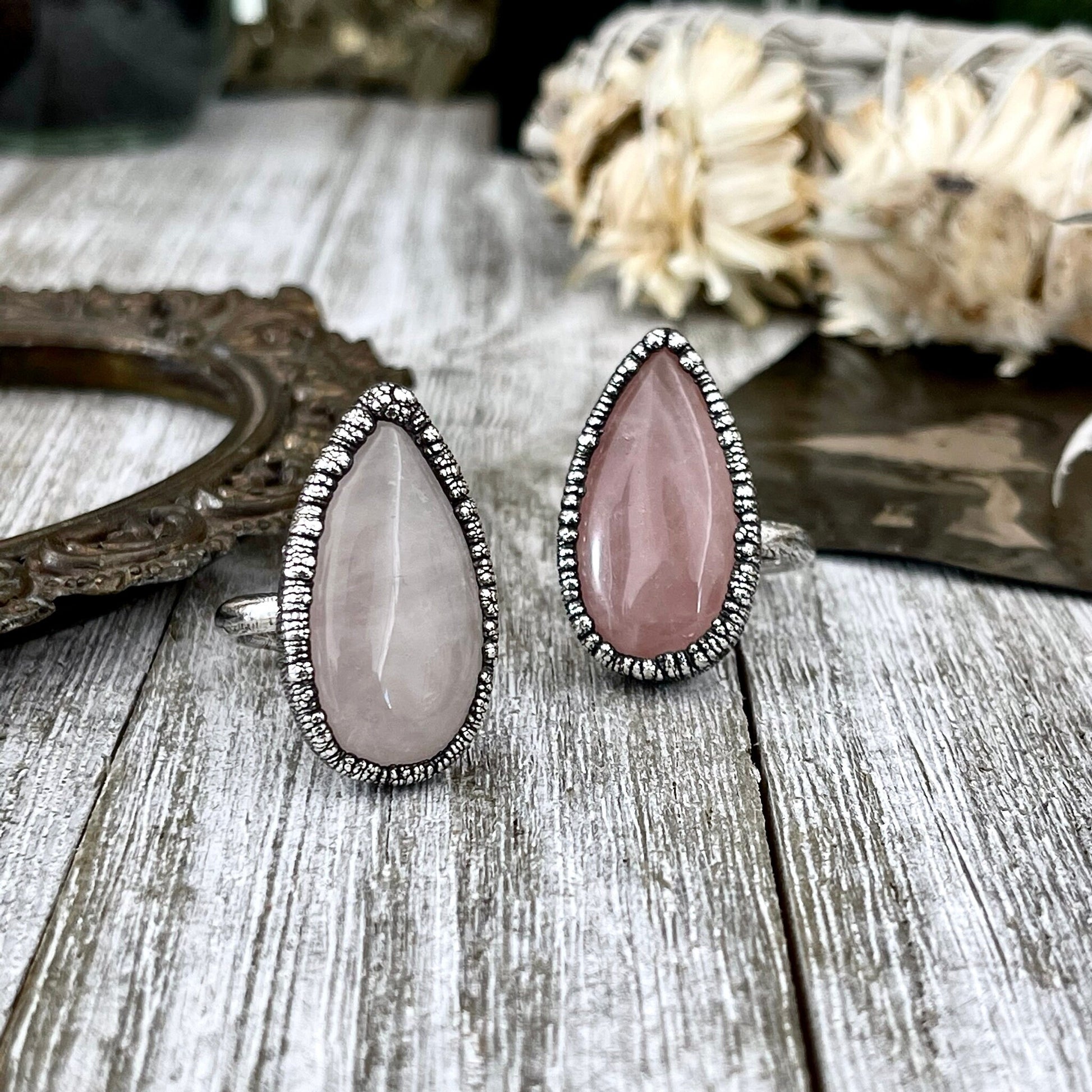 Pink Rose Quartz Ring Fine Silver Size 6 7 8 9 10 / Foxlark Collection / Dainty Crystal Ring Alternative Engagement Ring Gemstone Jewelry